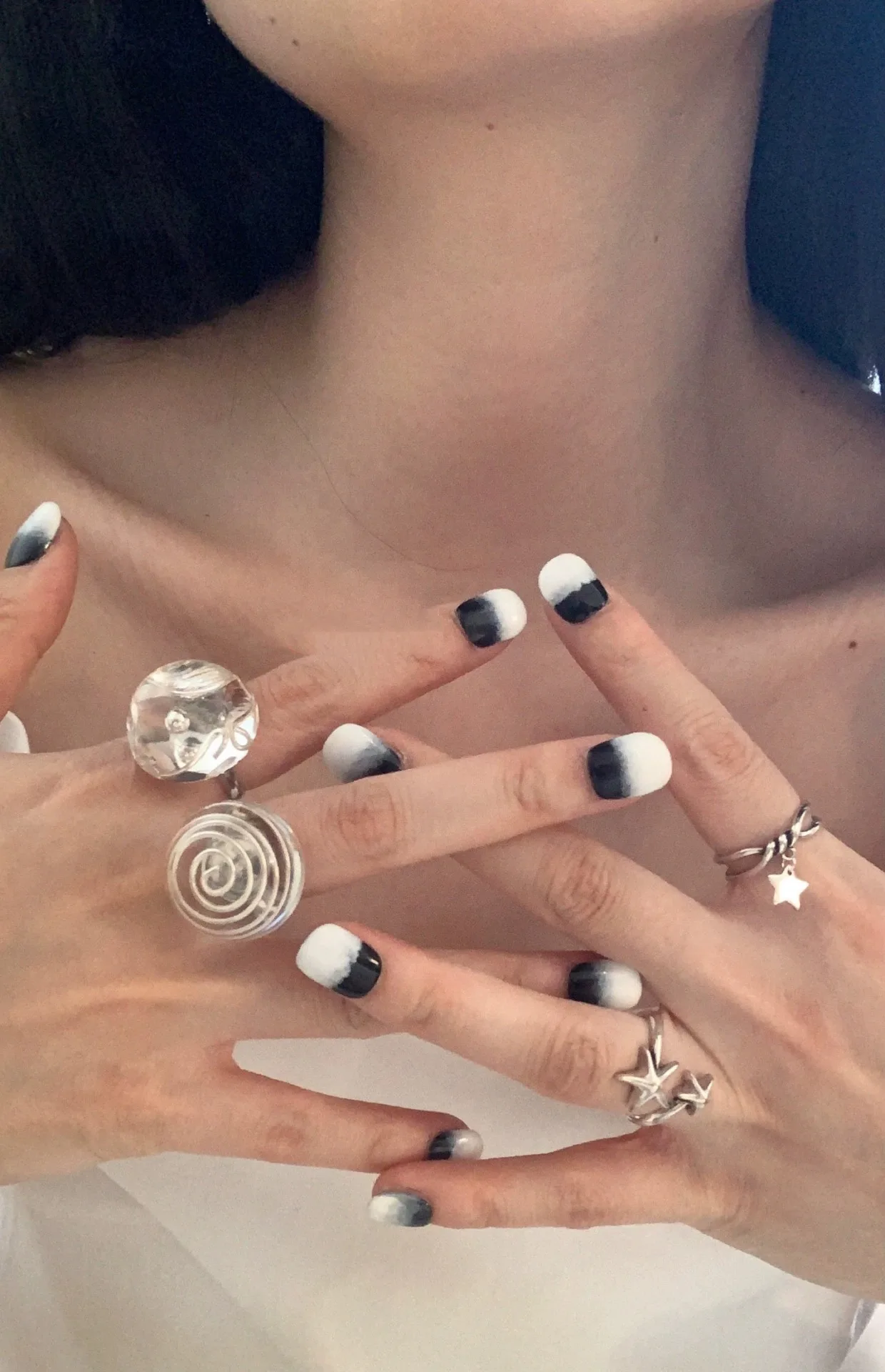 Trendy Transparent color Spiricle Ring for Women Horseshoe Flower Resin Finger Rings Girls Adjustable Korean Jewelry Gifts