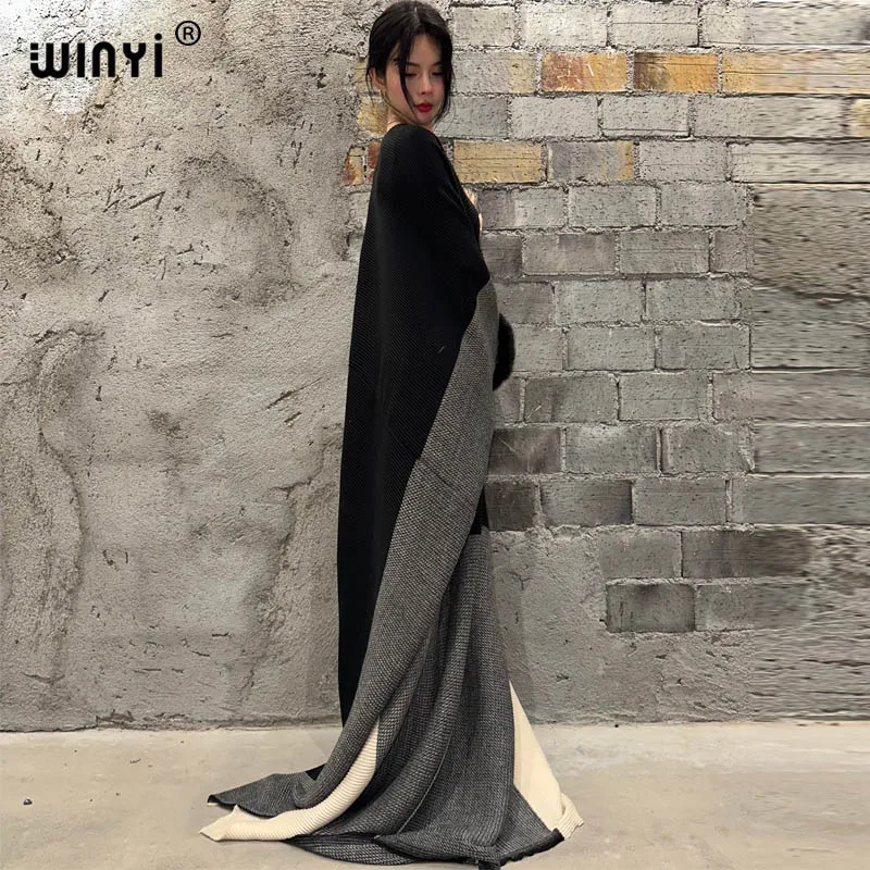 WINYI new winter coat Middle East kaftan Pleated dress elegant Africa Cardigan holiday cloak winter clothes women long down coat