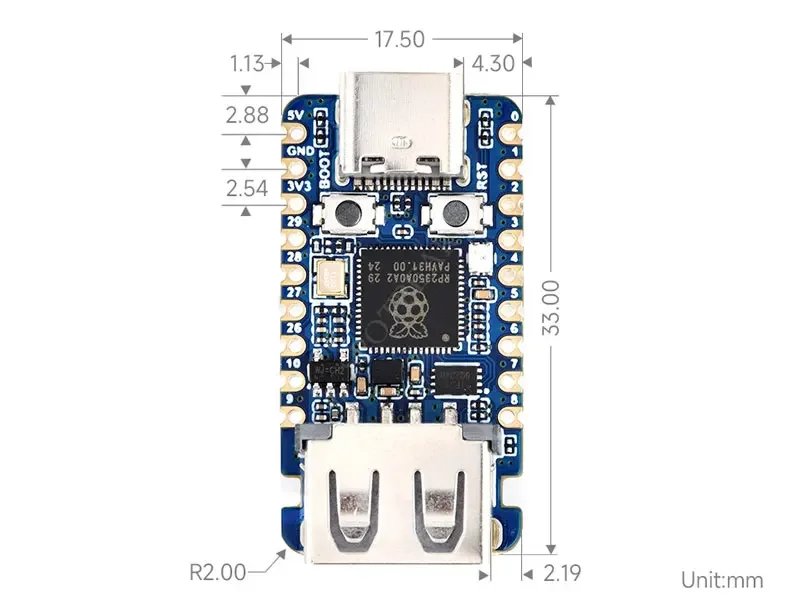 Raspberry Pi Pico 2 RP2350-USB-A Mini-Entwicklungsboard Dual-Core RP2350A Typ-C-Schnittstellenboard Prozessor 150MHz Reparaturwerkzeug – Detail 8