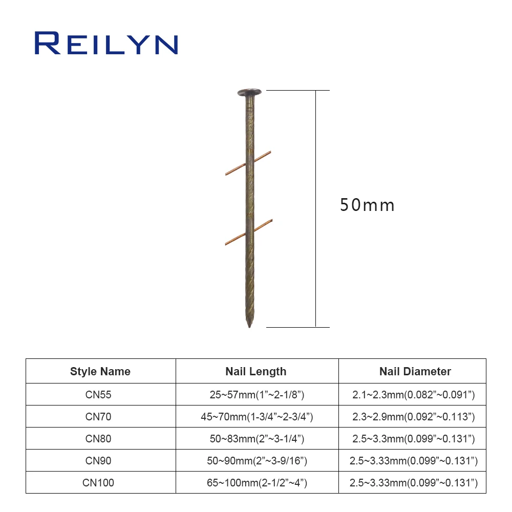 2.3x50mm Coil Nails Pneumatic Pallet Nail Gun 50mm Nails for CN55 CN70 CN80 Professional Pallet Coil Nailer Nail