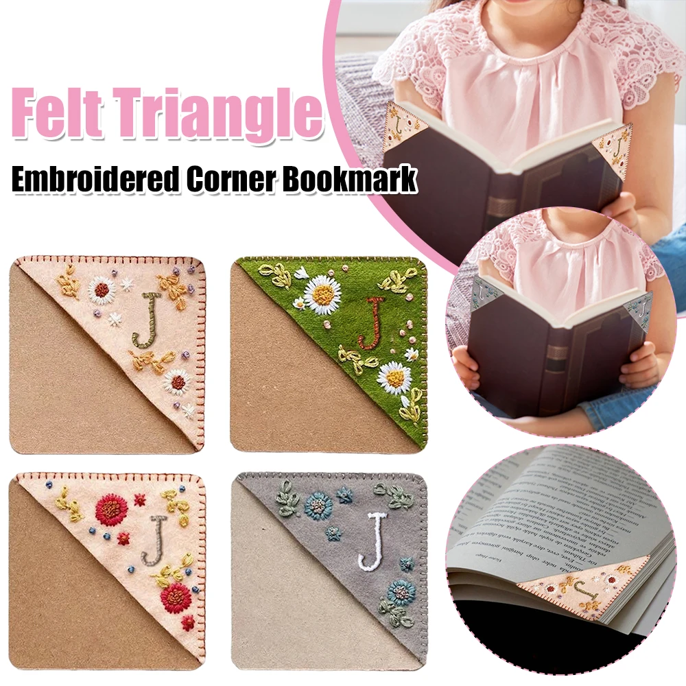 

Embroidered Corner Bookmark Personalized Hand Stitched Page Marker Multi-Function Letter Embroidery Bookmark Book Accessories