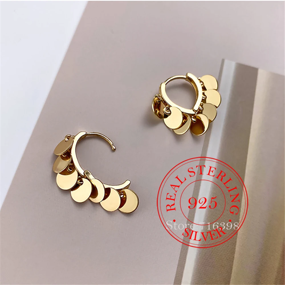 925 Sterling Silver Tassel Bead Piercing Hoop Earrings for Women Girls Elegant Bride Party Birthday Jewelry Wedding Gift Jlfjla