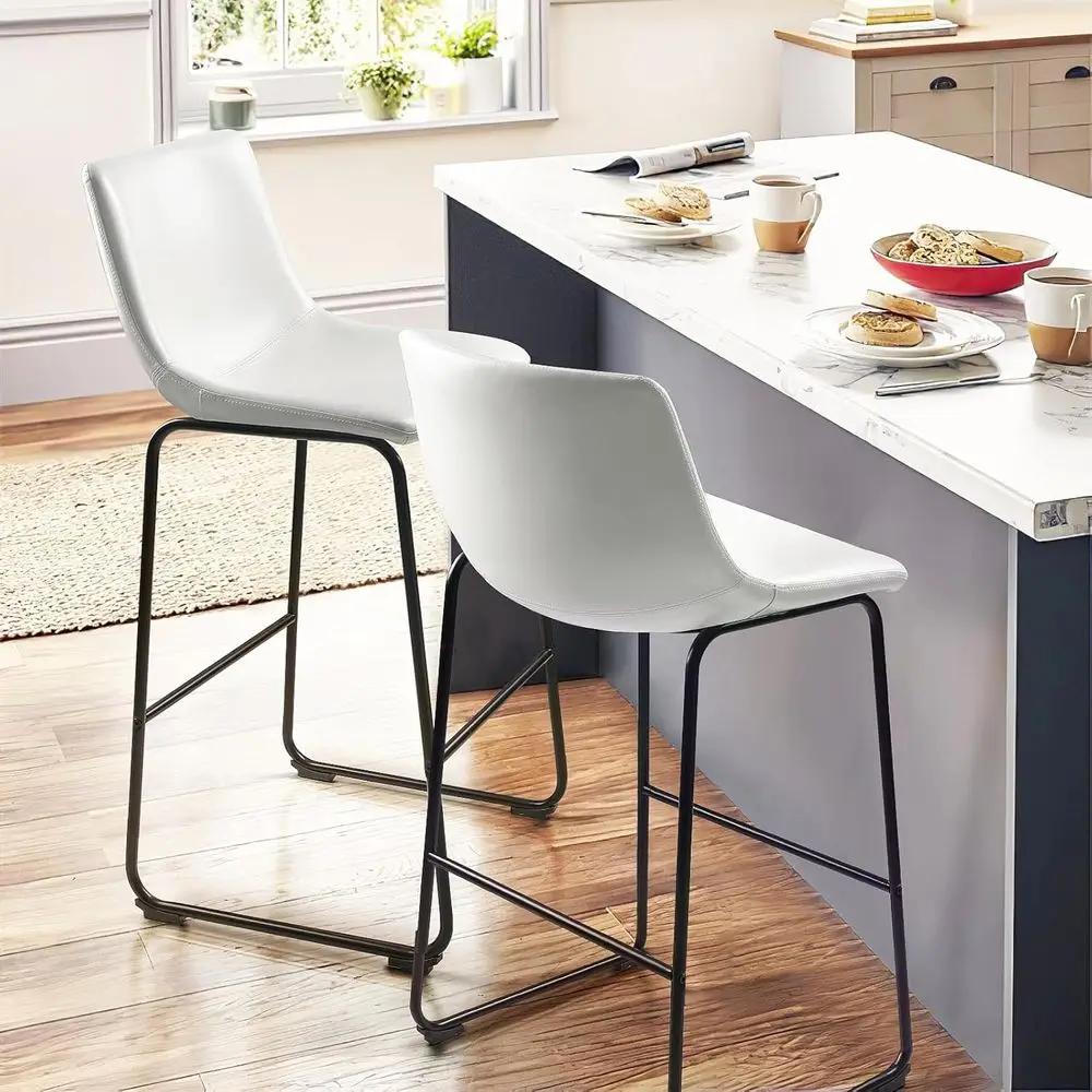Counter Height Bar Stools Set o 4,26 inch Barstools with Back,aux Leather Counter Stools or Kitchen Island,ern Bar Chairs with M