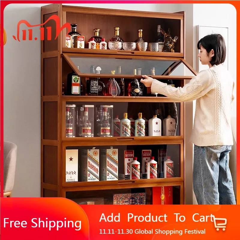 

Wine Glass Living Room Cabinets Storage Coffee Craft Wood Closet Buffet Living Room Cabinets Bar Pantry Vitrina Trendy Furniture