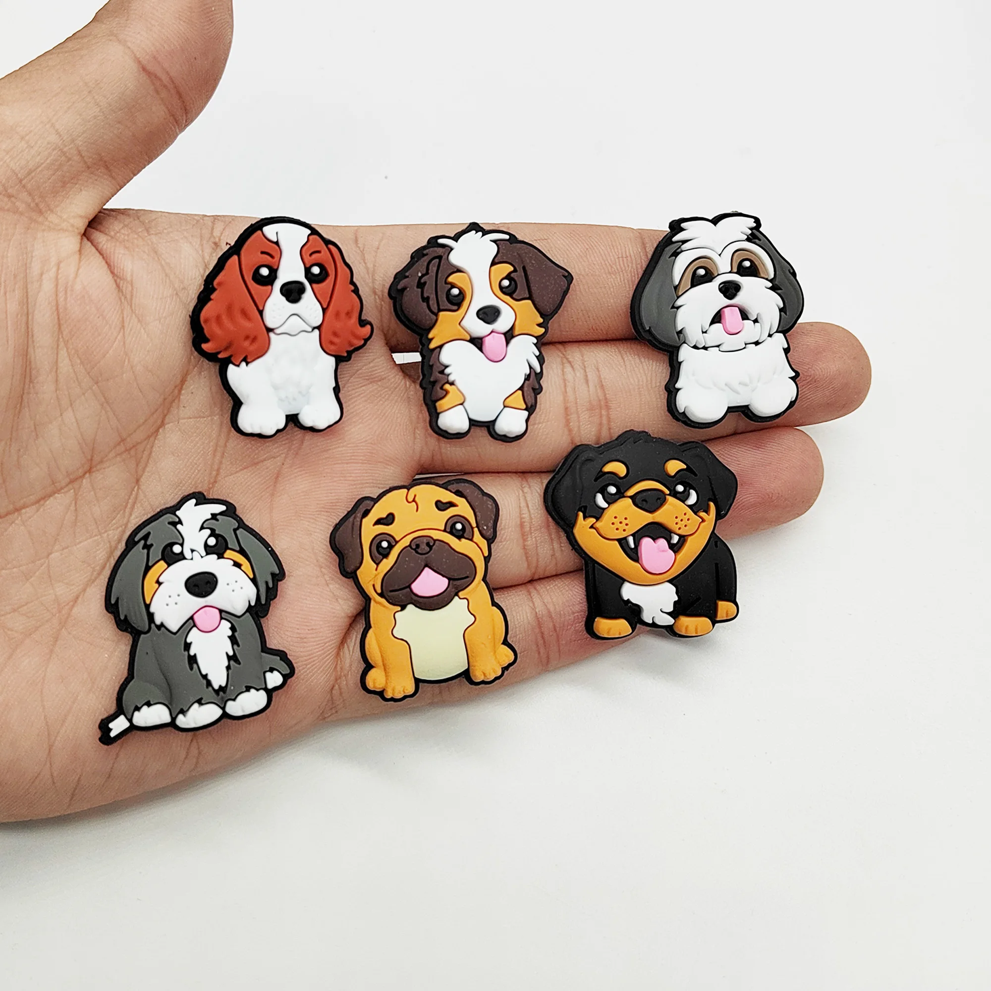 1-12PCS Kawaii Animal Dog setter pantofole con foro in PVC accessori per ciondoli per scarpe ragazzi ragazze fibbia per scarpe zaino fai da te