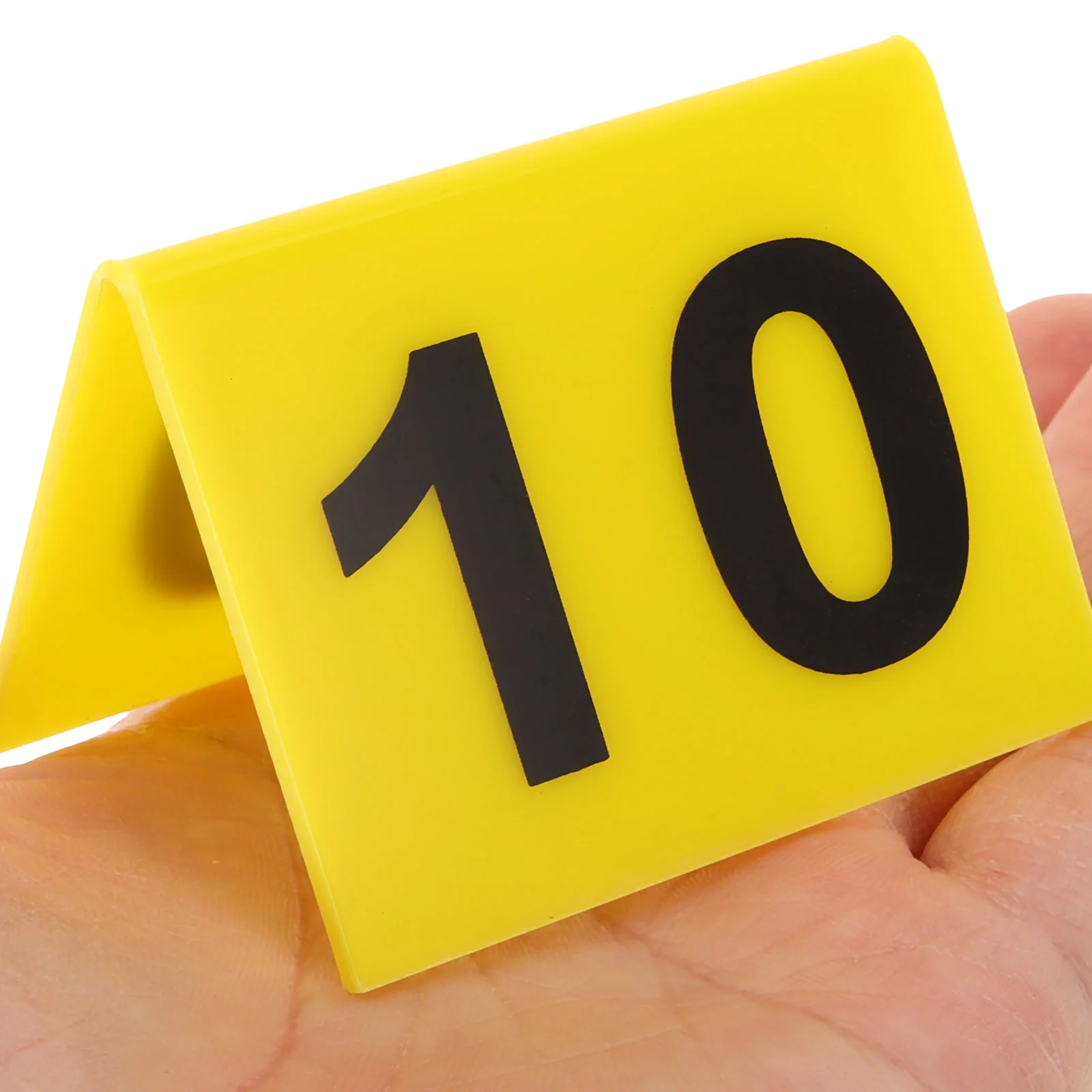 10 Pcs Acrylic Table Number Signs Double Sided Yellow Black Detective Scene Markers Reusable Cards Banquet