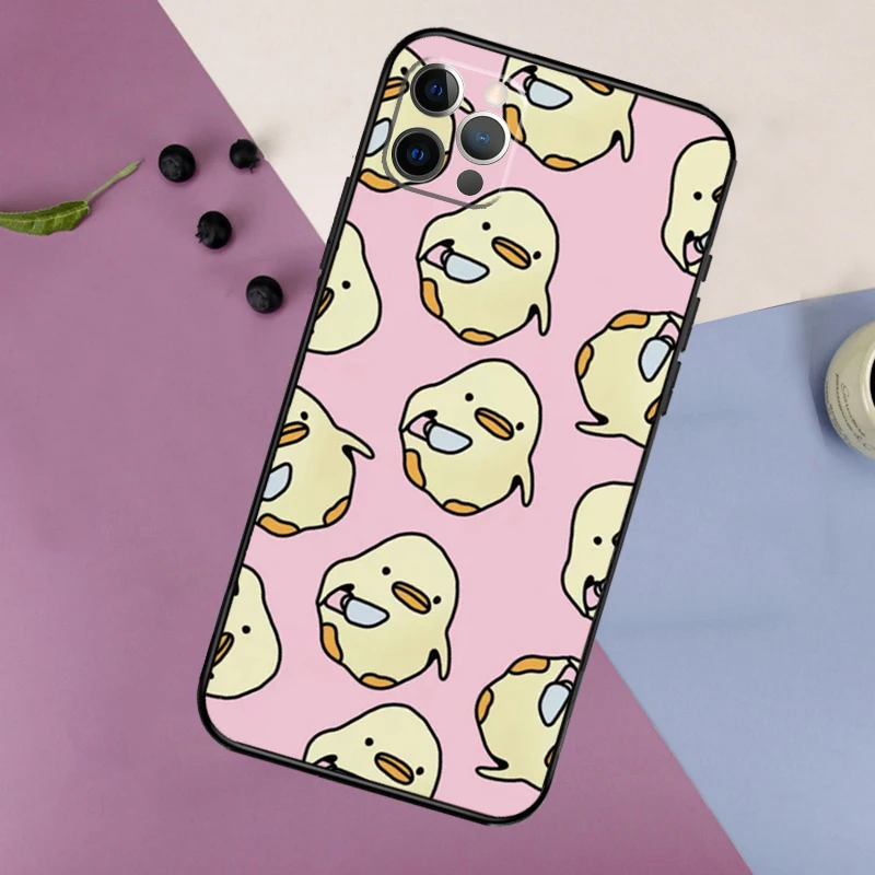 Cartoon Duck Knife Case For iPhone 16 15 14 13 12 11 Pro Max 7 8 Plus XR XS Max X Phone Protection Cover