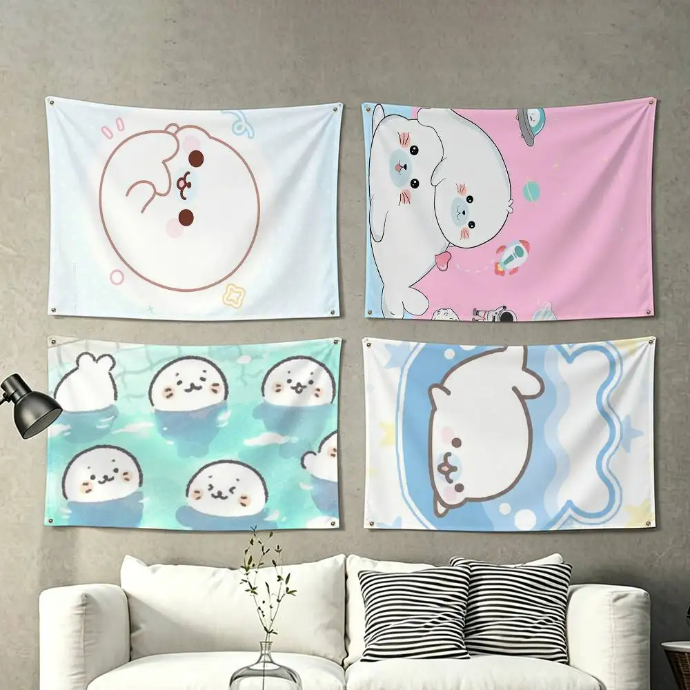 Kawaii Cute Mamegoma Baby Seal  Flag Suitable For Party Club Outdoor Interior Wall Decoration Banner Fans Gift
