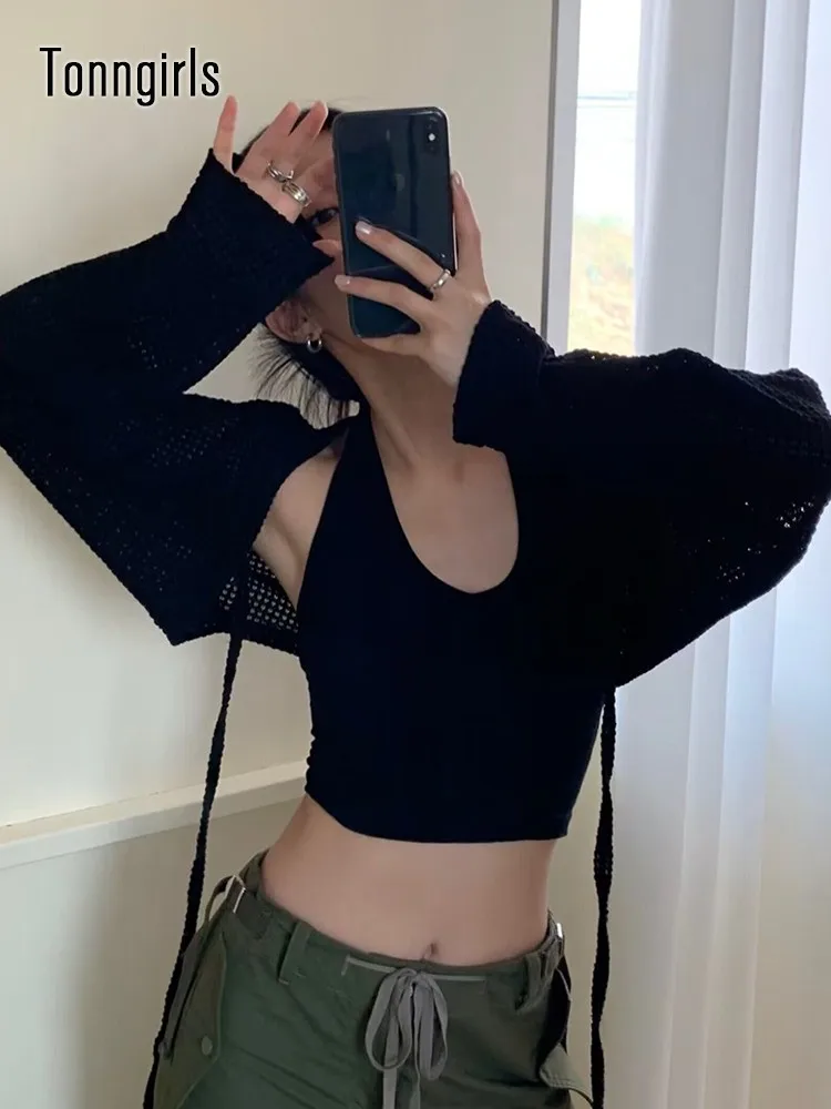 

Tonngirls Harajuku Women Outwear Cloak Long Sleeve Thin Cardigan Lace Up Loose Cape Streetwear Y2k Tops Grunge 2000s Japanese