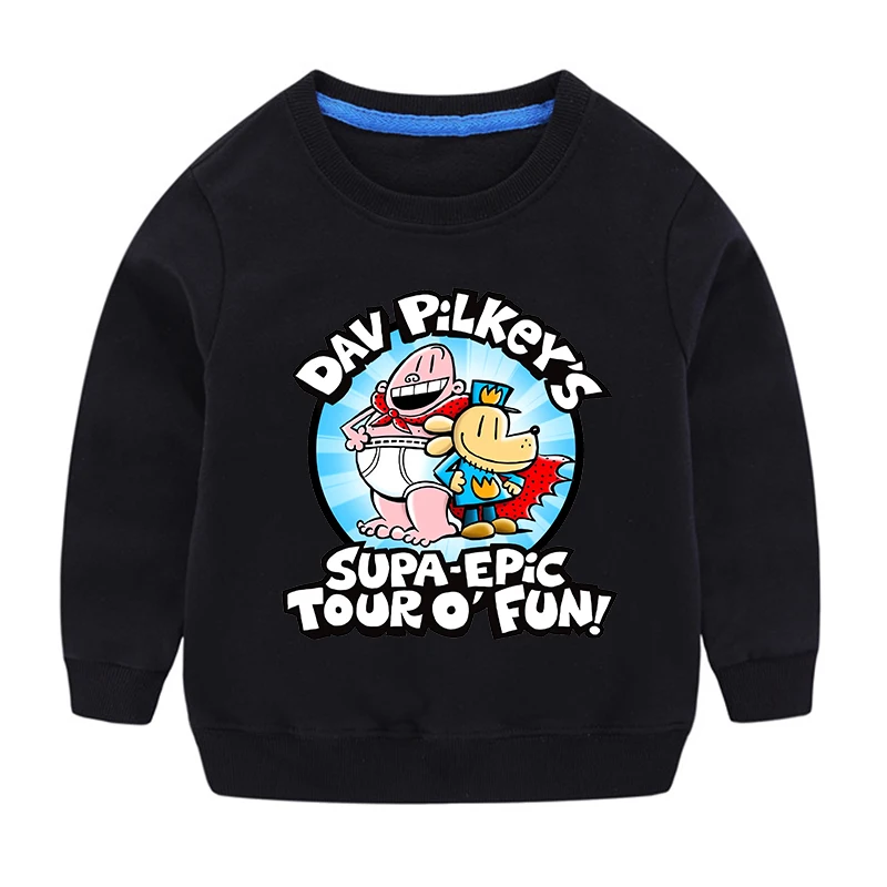 Dog Man Children's Pullover Hoodies Boy Girl Cartoon Anime Sportswear Autumn Cotton Kid Sweatshirt Cute Home Clothing Tops Gifts