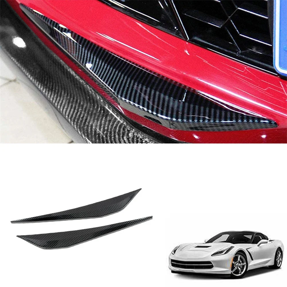 Trim Bumper sisi depan serat karbon mobil, untuk Chevrolet Corvette C7 2014-2018 pemisah sudut bibir Bumper