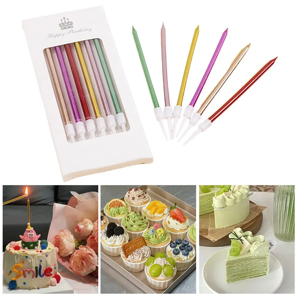 1 Box Of 6 Pcs Long Pencil Birthday Cake Candle Wedding Home Cupcake Candle Wax Decoration Supplies L7o8