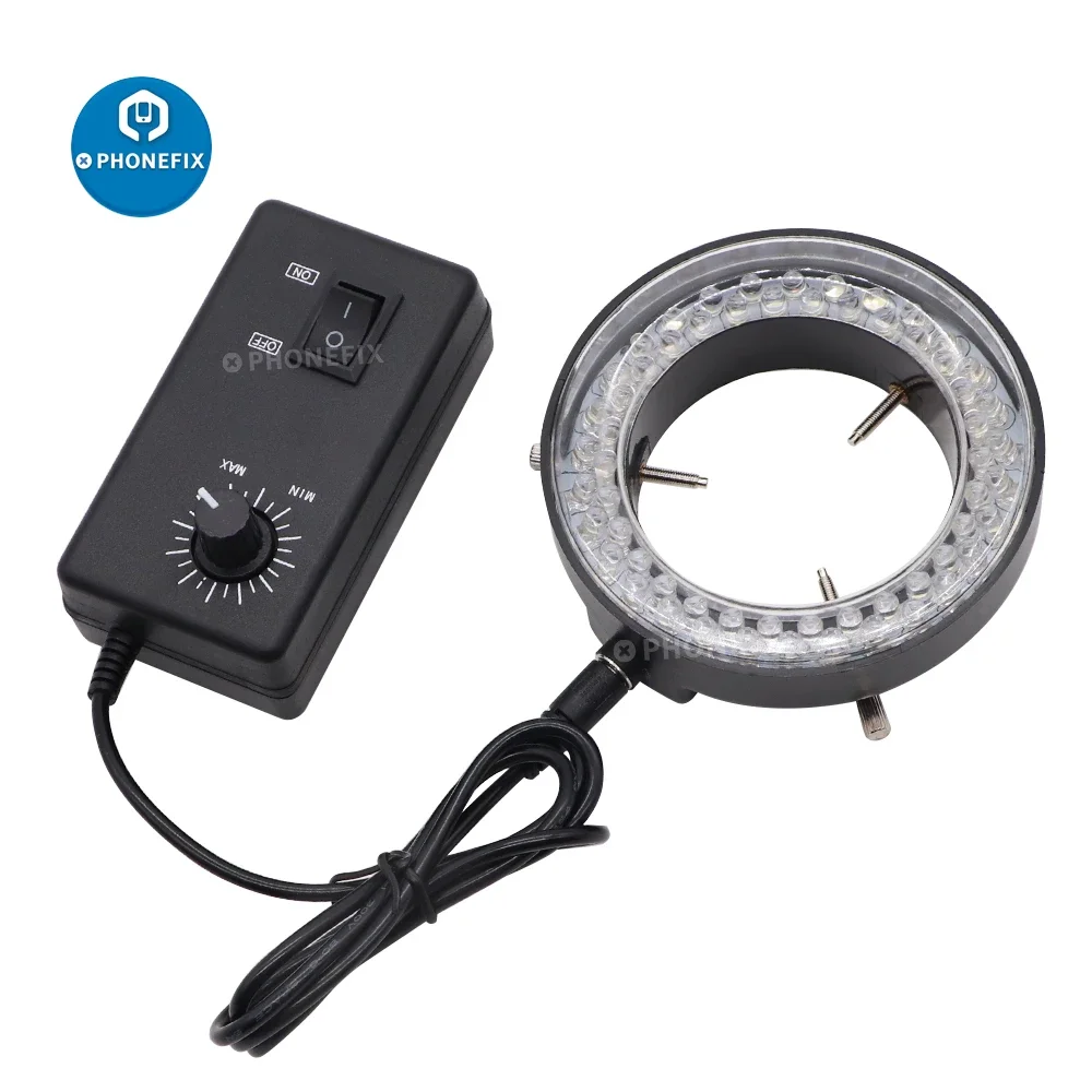 Adjustable 144 60 LED Ring Light 0-100% Illuminator Lamp For Industry Stereo Camera Microscope Magnifier Circle Light Source