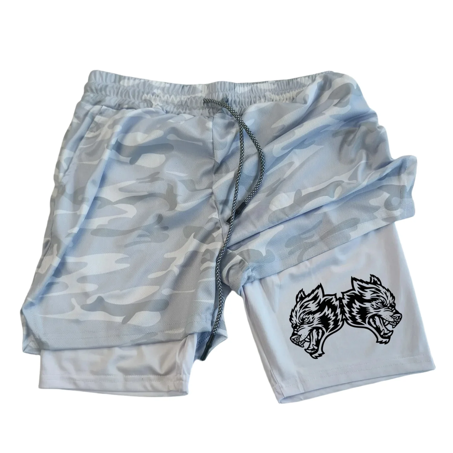 

Men's shorts 2 in 1 double layered Running sports fitness shorts Outdoor casual printed gym shorts men sweatpants