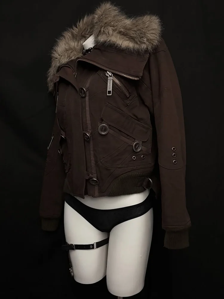 

Unique Retro Motorcycle Jaet Original Design Y2K High-End Feel Top Sve Long Hooded Regular Fit Cotton Outerwear