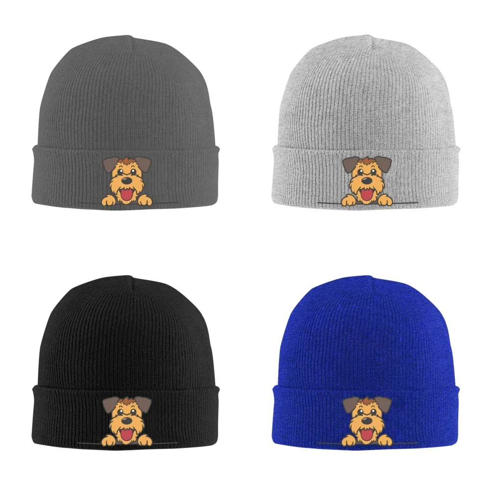 Airedale Terrier Dog Unisex Knitted Hat Outdoor Warm Men Solid Color Crimping Skullies Beanie Cap Hip Hop