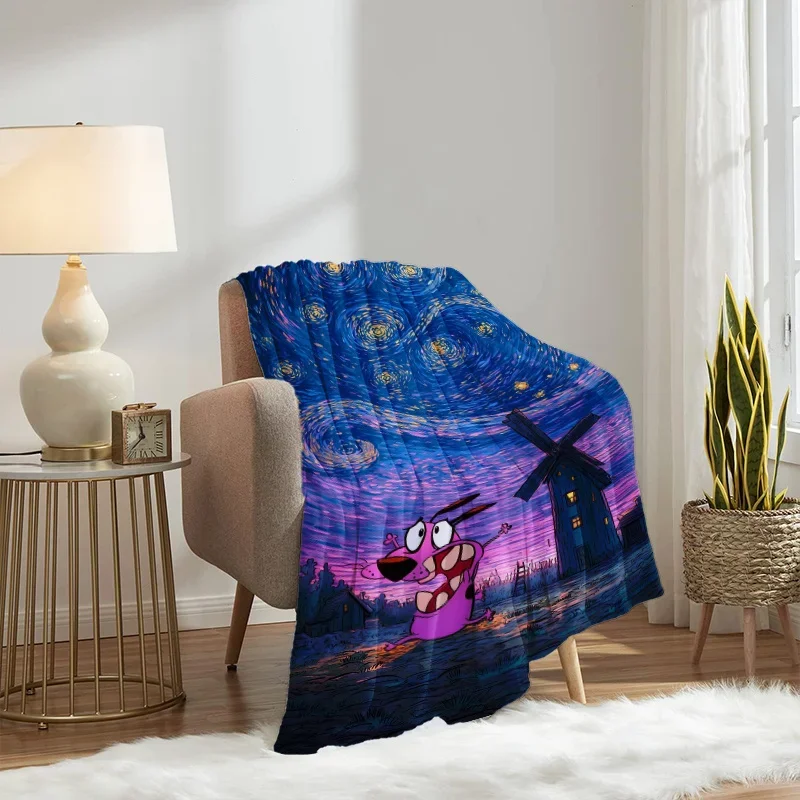 Van Gogh Starry Night Pink Pig Fun Dreamy Landscape Throw Blanket Cozy Home Decor Gift 150x230cm