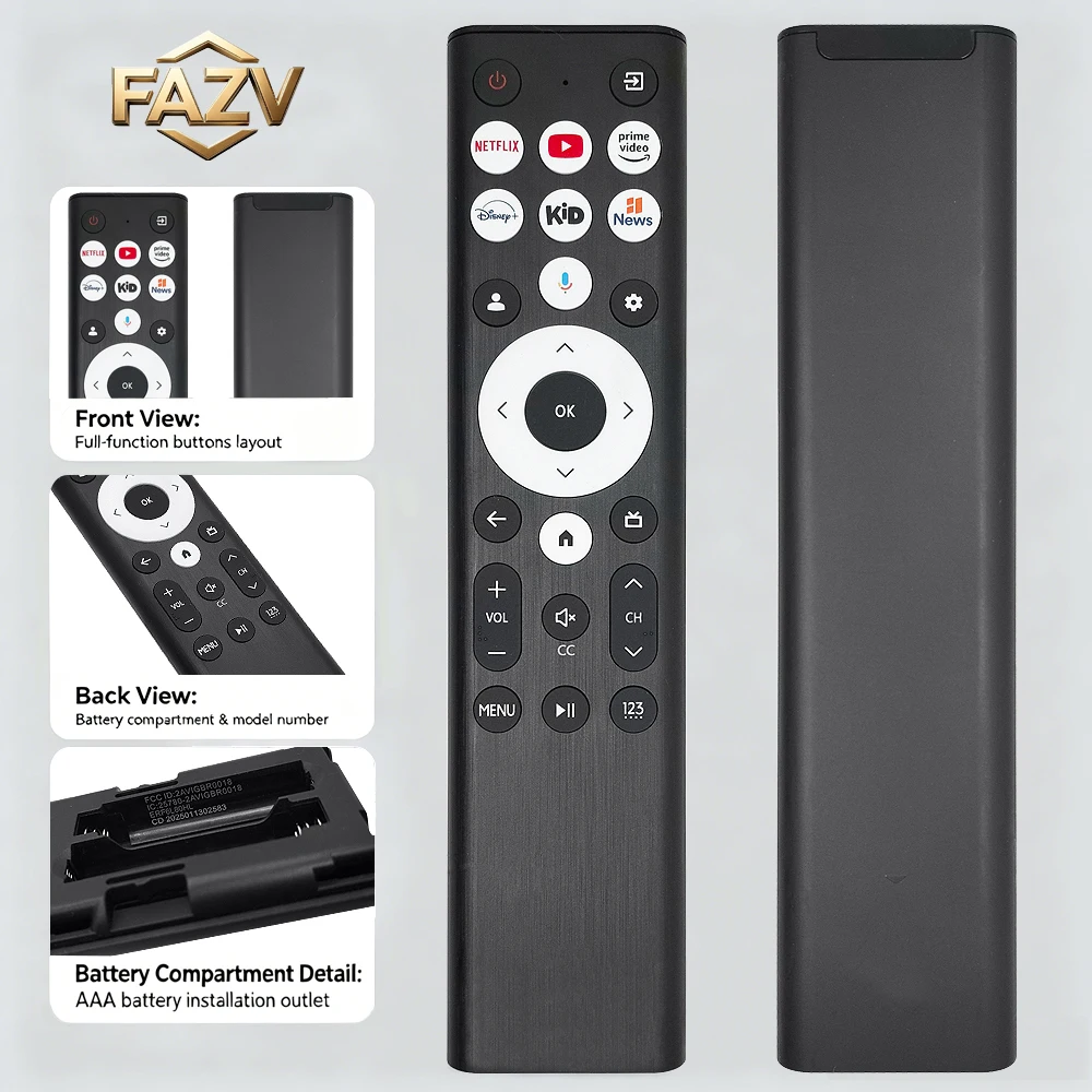 FAZV ERF6L80HL Voice Remote for Hisense U8K/U8N 55-77