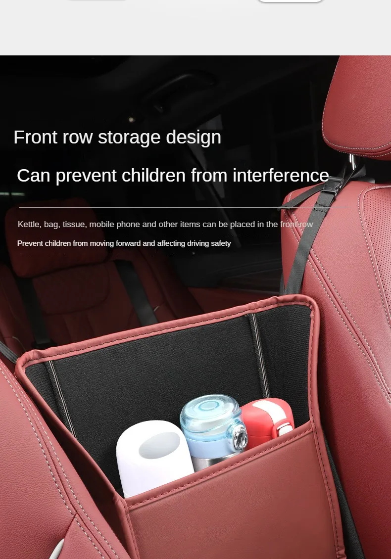 Auto Sitz Mittleren Kleiderbügel Lagerung Tasche Leder Auto Handtasche Halter Zwischen Sitze Kopfstütze Hängen Telefon Wasser Tasse Organizer Taschen – Detail 6