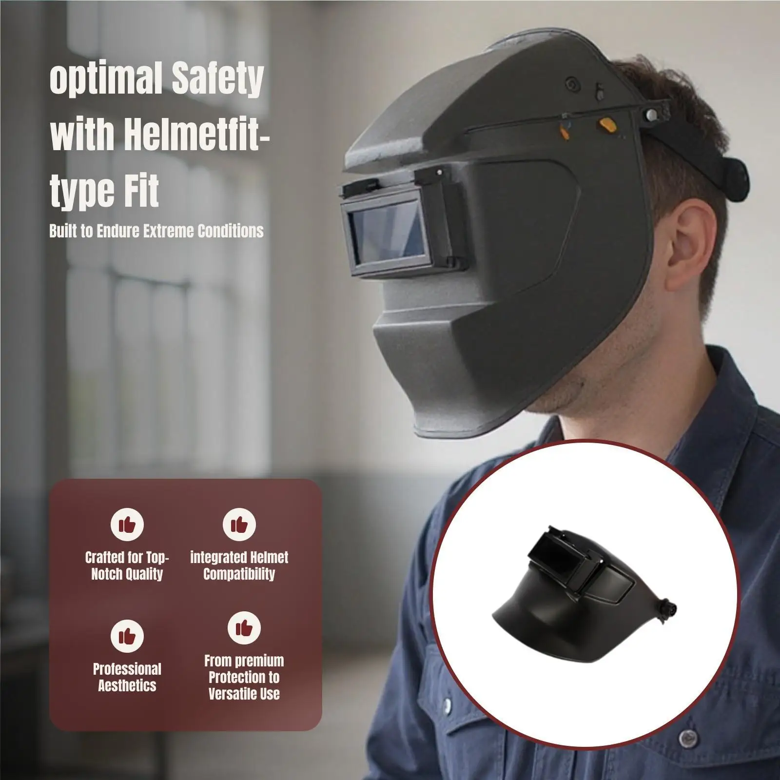 Welding Mask Head Mounted Welding Hat Face Cover for ARC Weld Outdoor Construction Polishing Metal Production Automotive Repair