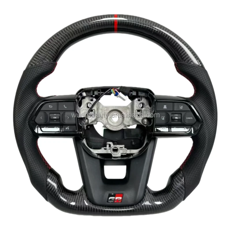 New Luxury Sports Design Leather Carbon Fiber Steering Wheel for Toyota Land Cruiser LC200 LC300 Without airbags
