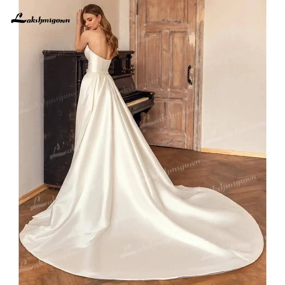 Lakshmigown Luxuriöses Meerjungfrauen-Brautkleid mit Herzausschnitt aus Satin, abnehmbarem Rock, rückenfrei und mit Reißverschluss, Abendkleid für Hochzeiten. – Detail 6