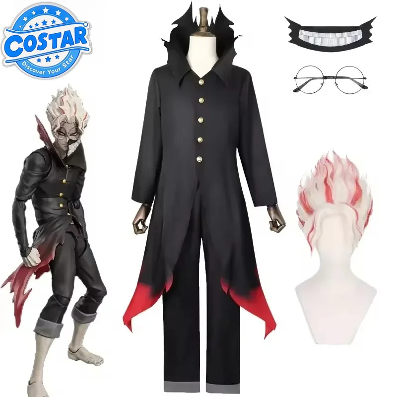 Ken Takakura Okarun Costume Cosplay Anime Dandadan Granny's Powers Nero Uniforme Copertura per il viso Maschera Occhiali Parrucca per Donna Uomo