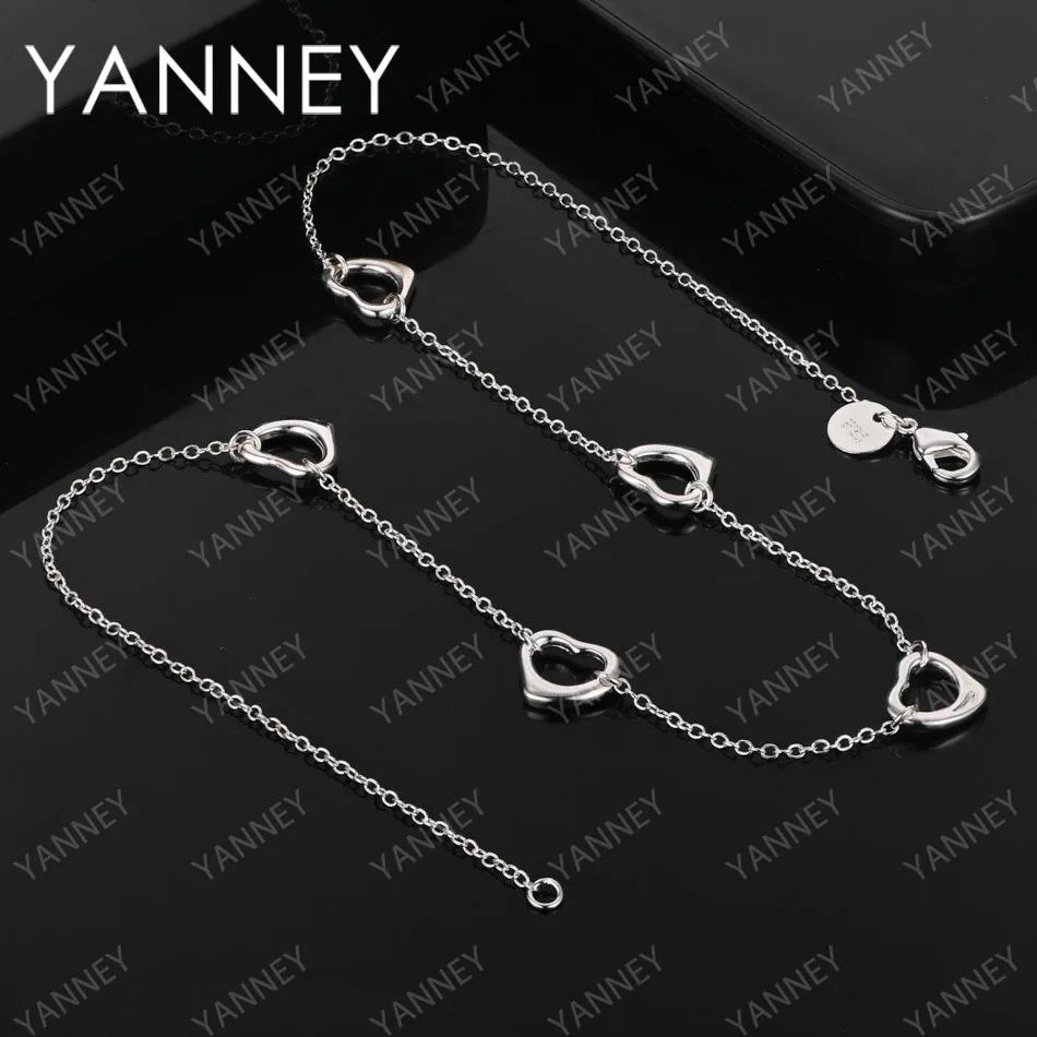 

925 Sterling Silver 18 Inches Heart Necklace For Women Men Fashion Charm Jewelry Accessories