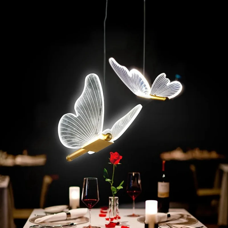 

Butterfly LED Pendant Lights Nordic Golden Bedside Chandelier Lighting For Living Room Bedroom Bedside Lamp