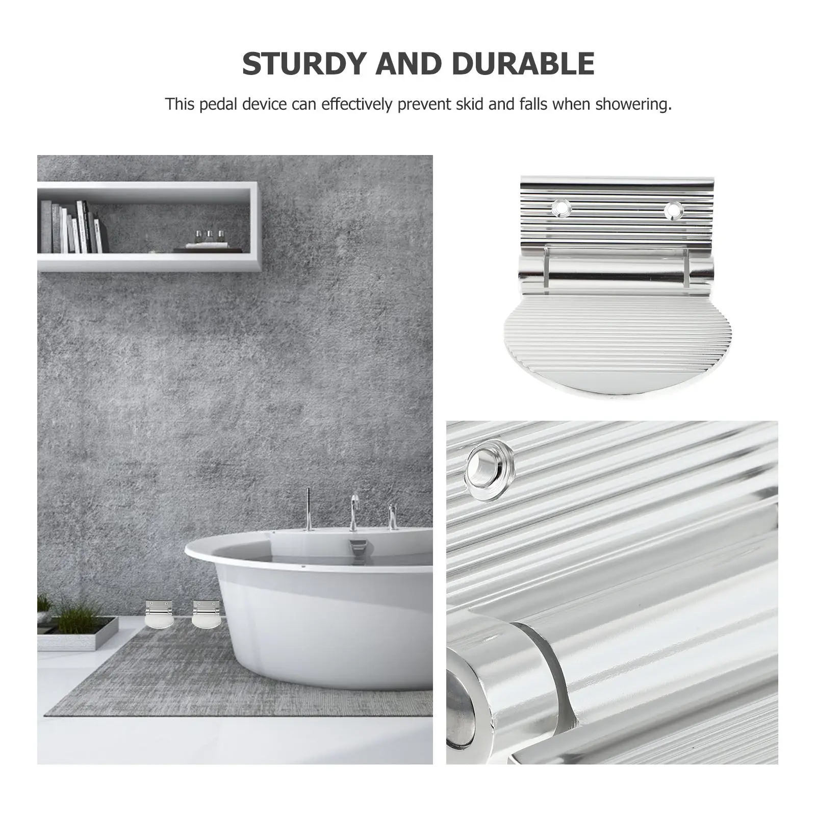 1Pcs High-Grade Space Aluminum Anti-Slip Foot Board Shower Pedal Bathroom Foot Rest for Daily Use Shaving Shoeshine Stability