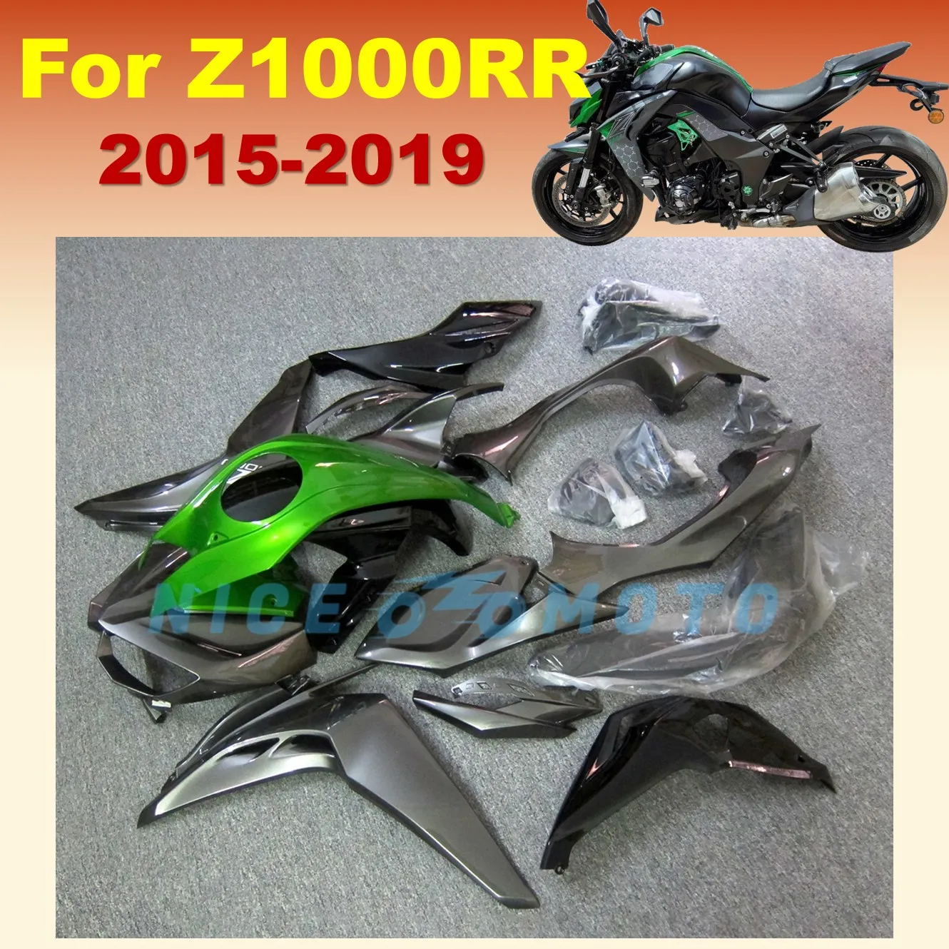 غطاء دراجة نارية أخضر بتصميم جديد مناسب لـ Kawasaki Z1000 2015 2016 2017 2018 2019 Z1000RR Z1000 RR مجموعة هدايا