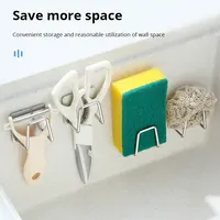 Kitchen 304Stainless Steel Sink Shelf Sponges Storage Holde Adhesive Drain Drying Rack Wall Hooks Storage Organizer Accessories 2