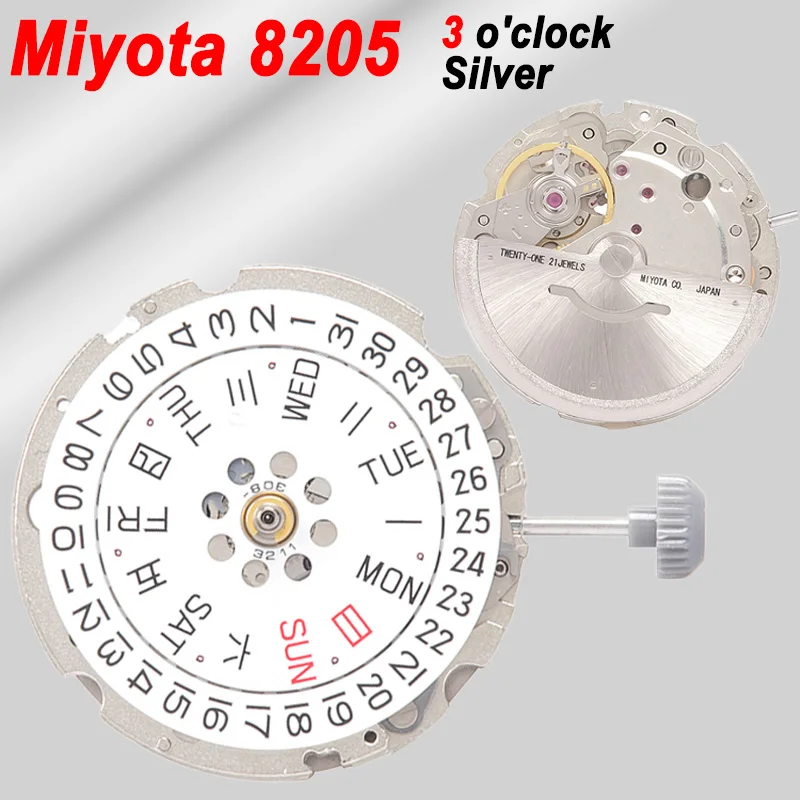 ミヨタ-8205-シルバーゴールドムーブメント-自動巻き-手巻きカレンダー-21600-vph-自動機械式交換用21石
