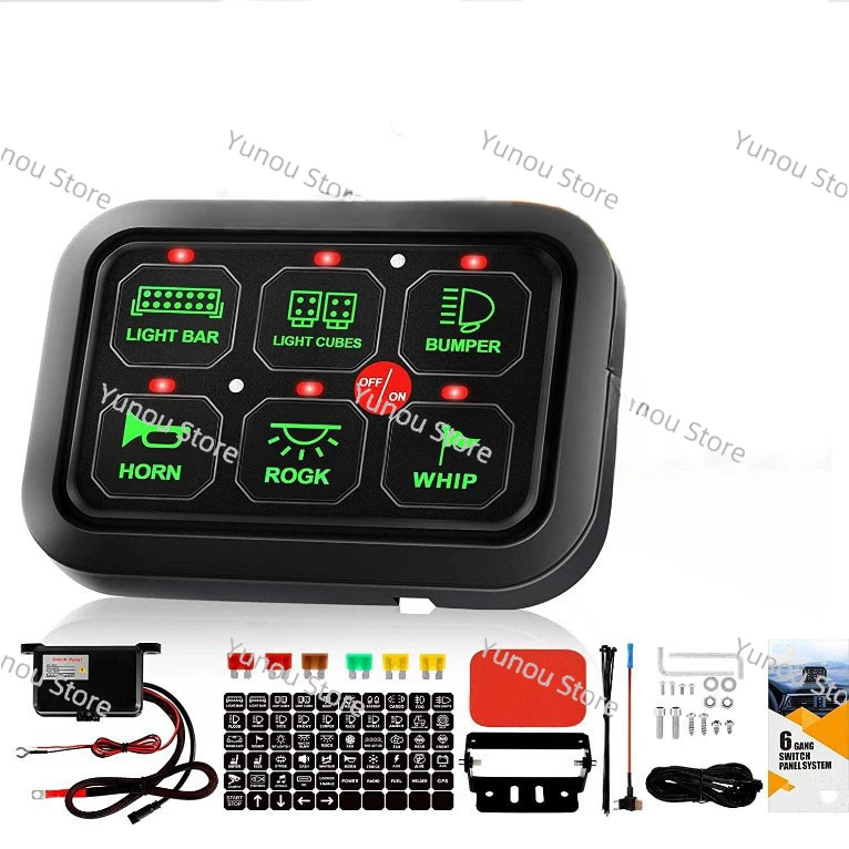 6-key Six-key Switch Car RV Off-road Vehicle Modification Switch Control Box 6-way Switch Modification Panel Group