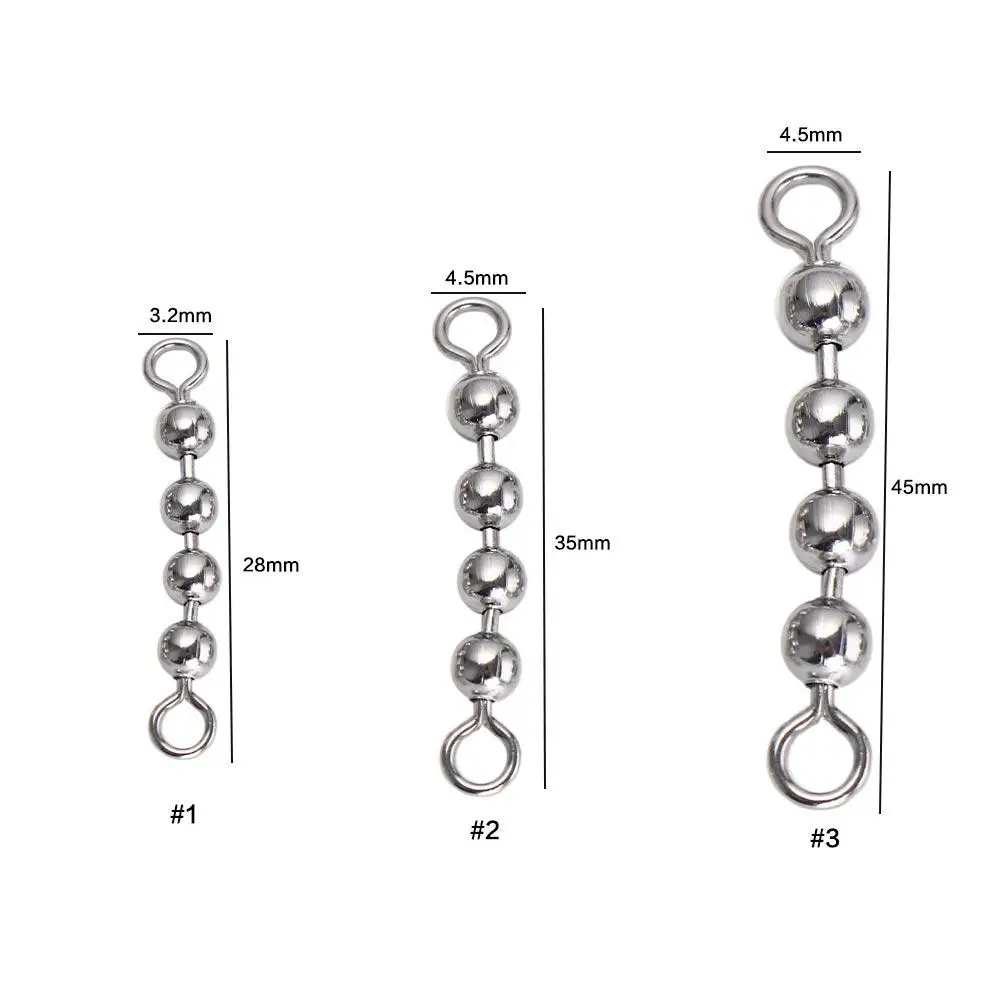 5pcs Bead Fishing Bead Chain Swivel Stainless Steel Not Easily Detached Fishing Rolling Bead Chain Connector Eight-figure Ring