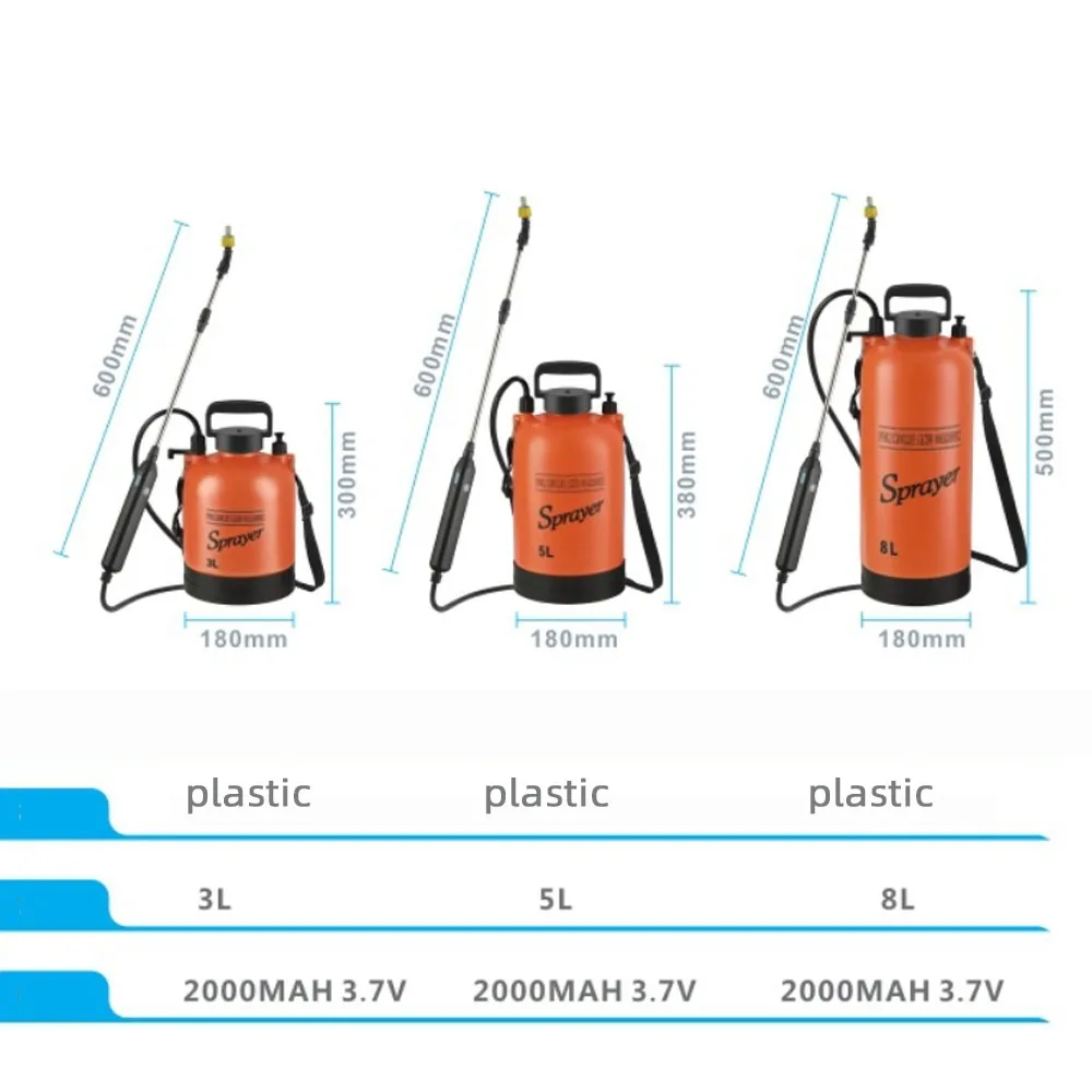 3L/5L/8L Electric Sprayer Shoulder Type Atomizing Garden Watering Bottle High Pressure Disinfection Pesticide Spray Can Water Sp