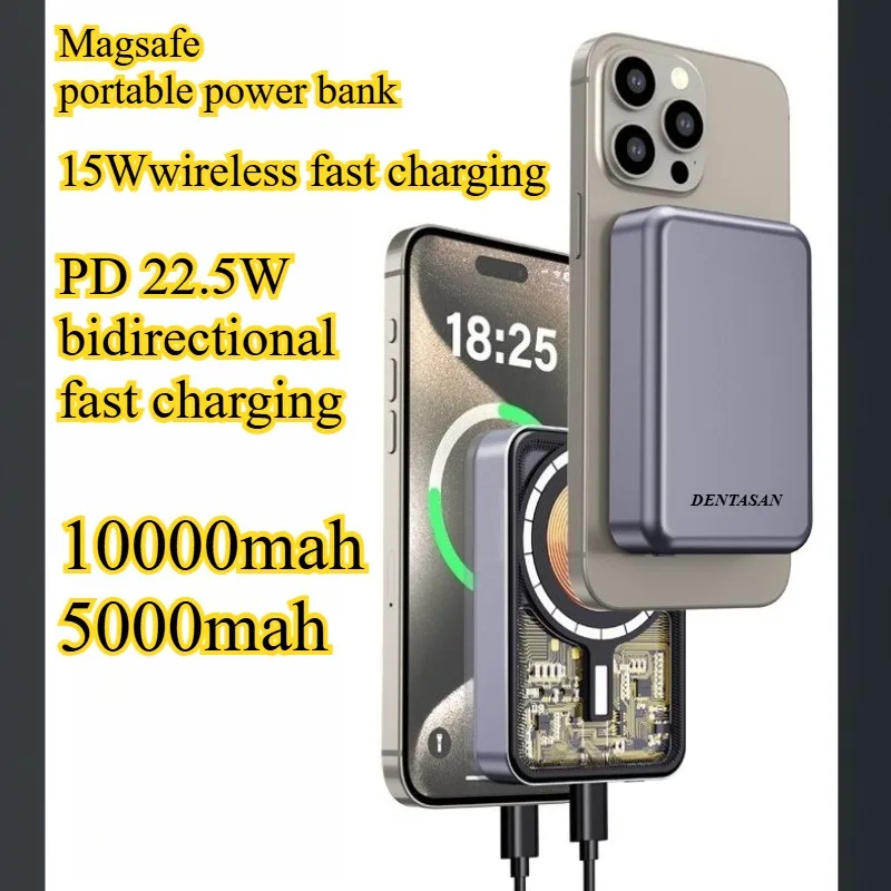 

10000mAh/5000mAh Transparent Ultra Thin Aluminum Alloy Magnetic Wireless Power Bank with Bidirectional Super Fast Charging