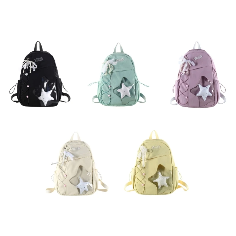Two-Strap Nylon Backpack with Zippered Main Closure, Polyester Lining, and Reinforced Stress-Point Stitching for School 24BB