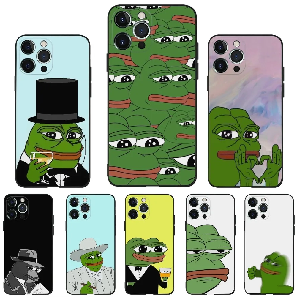 

Sad Frog P-Pepe Funny Phone Case For iPhone 16,15,14,13,12,11,Plus,Pro Max,XS,X,XR,SE,Mini,8,7 Soft Silicone Black Cover
