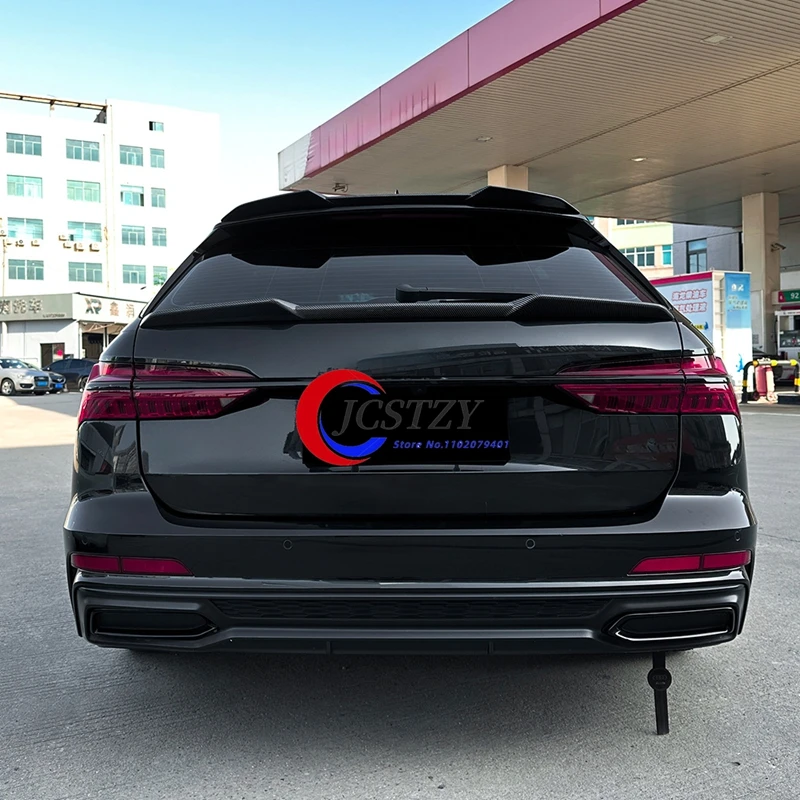 

Глянцевый черный спойлер для Audi A6 C8 Avant Travel Edition 2019-2024, задний средний хвостовой спойлер с фиксированным крылом, модификация кузова автомобиля, комплект