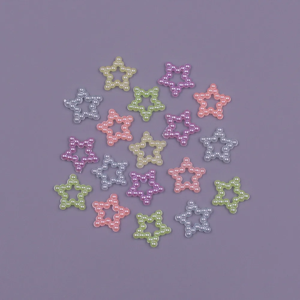 Cuentas sueltas en forma de estrella, 100 piezas, ABS, perlas de imitación, parte trasera plana, bricolaje, joyería, decoración de álbum de recortes, 12MM