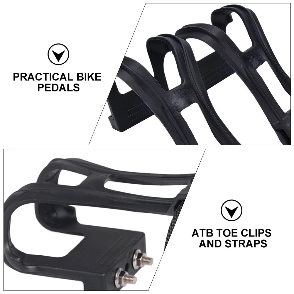 2Pairs Cage and Straps Pedal Durable Bike Foot Pedal Accessories Long Lasting Affordable Bike Pedals with Clips Straps