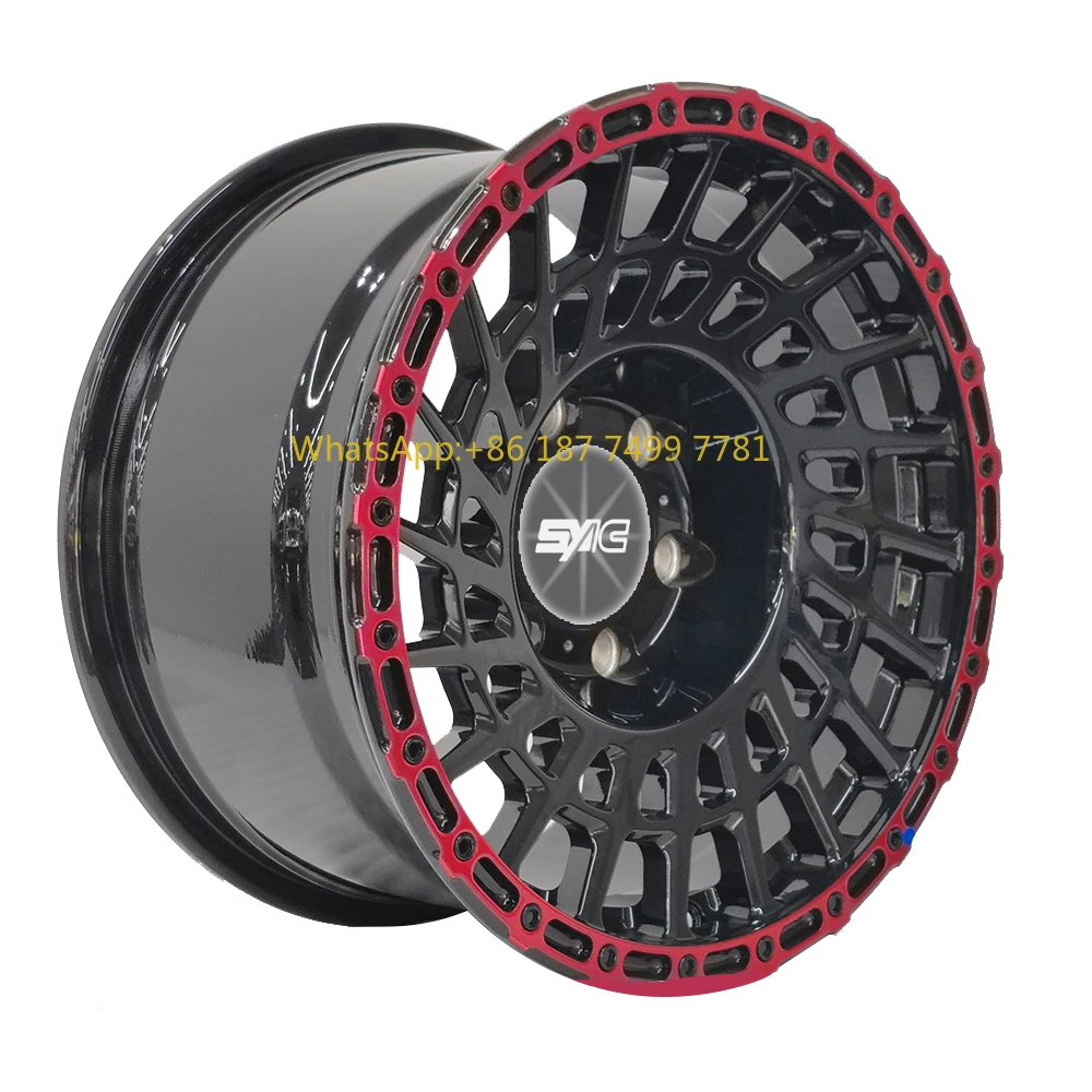 

Factory Customized Forged Wheels R17x9.0j/PCD6x139.7 Black Face with Red Edge 6061 Forged Rims High Performance Off-road Wheels