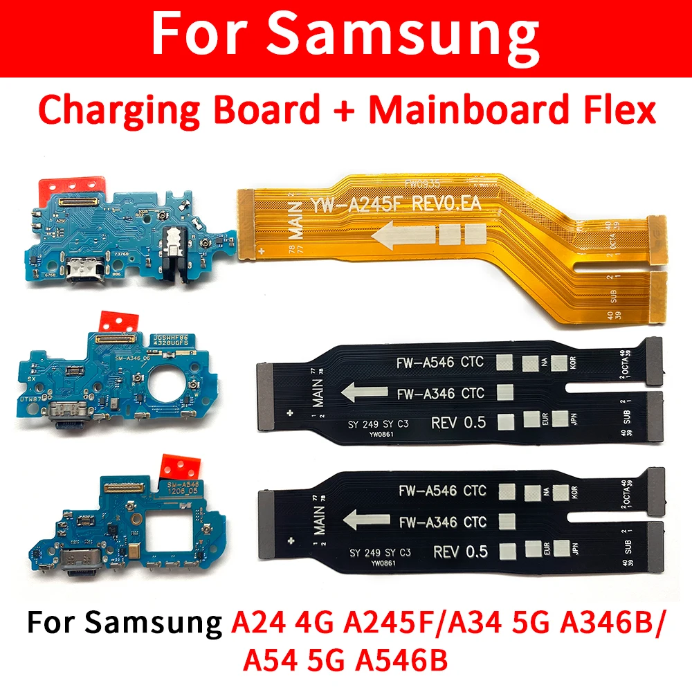 ممتاز لسامسونج A24 4G A245F A35 A346B A54 5G USB تهمة ميناء جاك موصل هيكلي شحن مجلس الكابلات المرنة