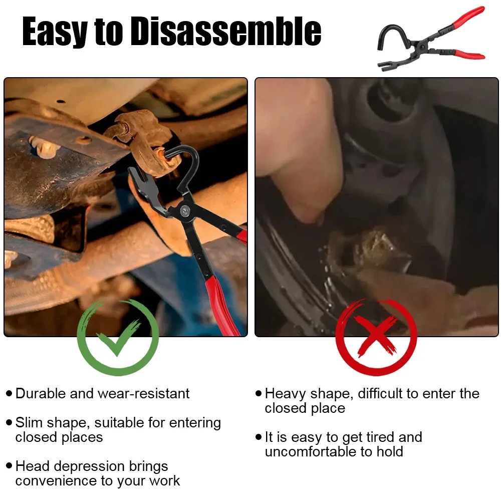 مجموعة كماشة شماعات العادم الاحترافية الجديدة - أداة سحب حشية مطاطية ومقبض مقاوم للحرارة لإصلاح السيارة/الشاحنة/الدراجة النارية