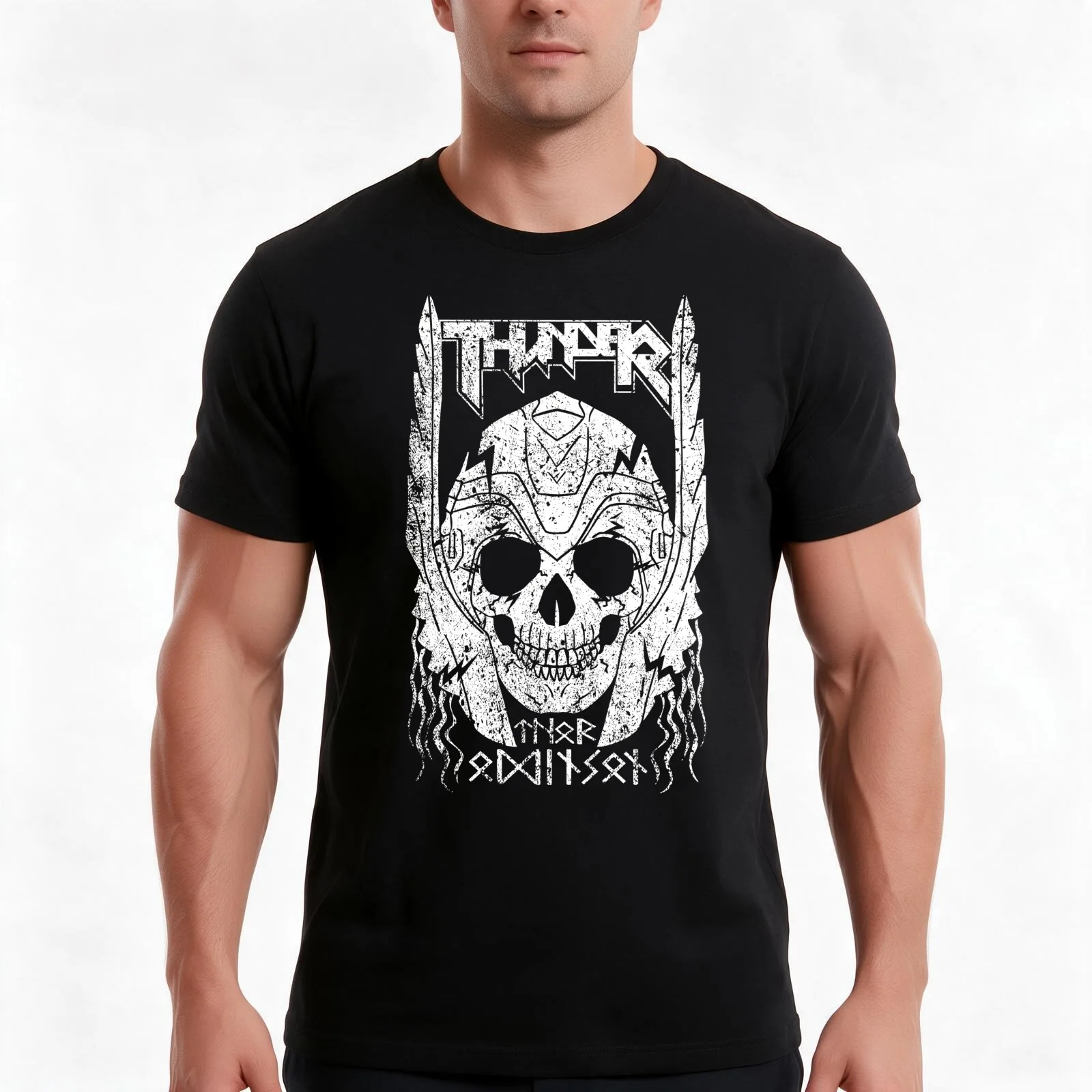 THUNDER T-Shirt, Summer Casual Cotton Tee, Oversized Streetwear Tops, Vintage Graphic Print, Loose Fit Short Sleeve, 100% Cotton