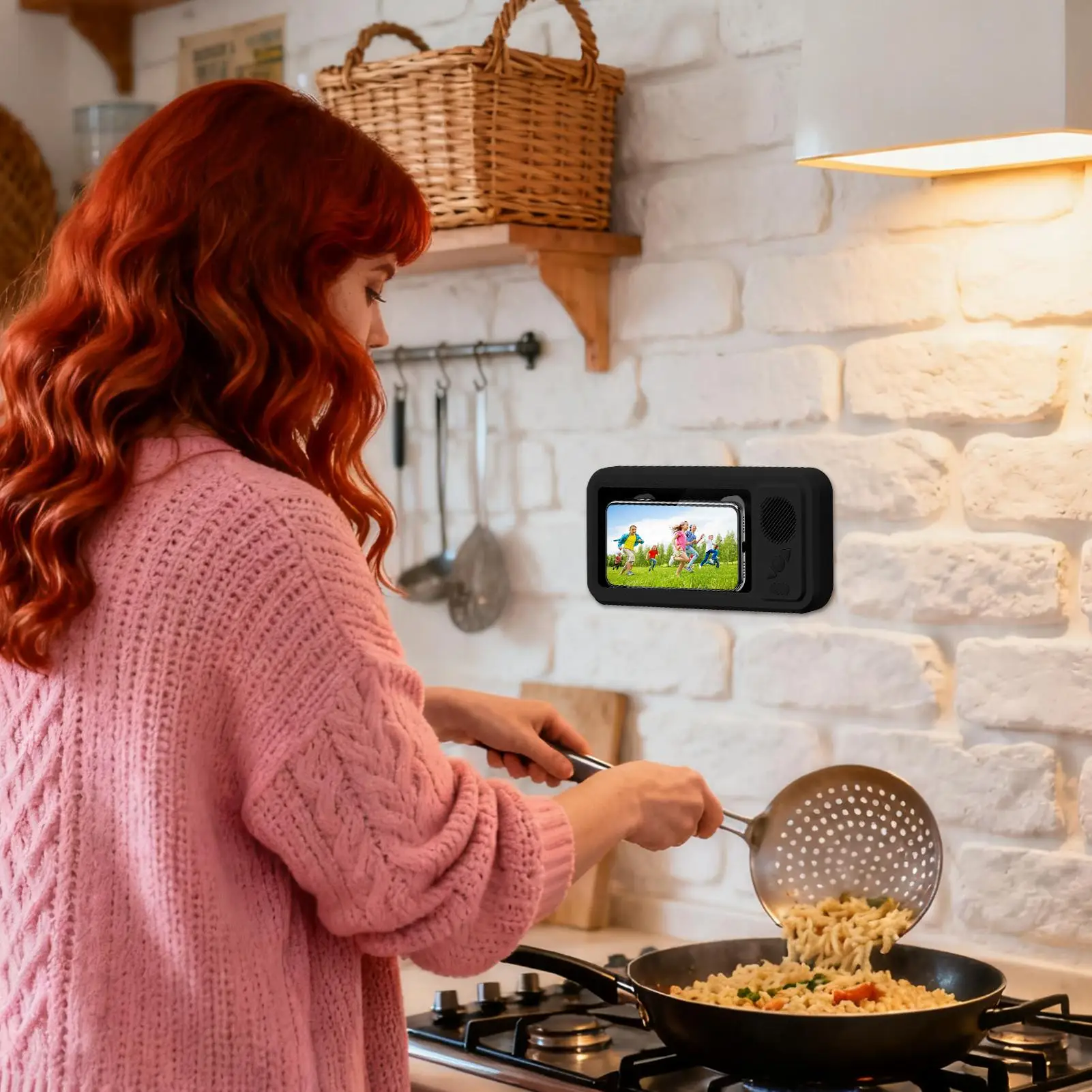 

Держатель для телефона в ванной комнате с динамиком, водонепроницаемый динамик, держатель для телефона, просмотрный чехол для телефона для душа, подставка для динамиков, вращение на 360°