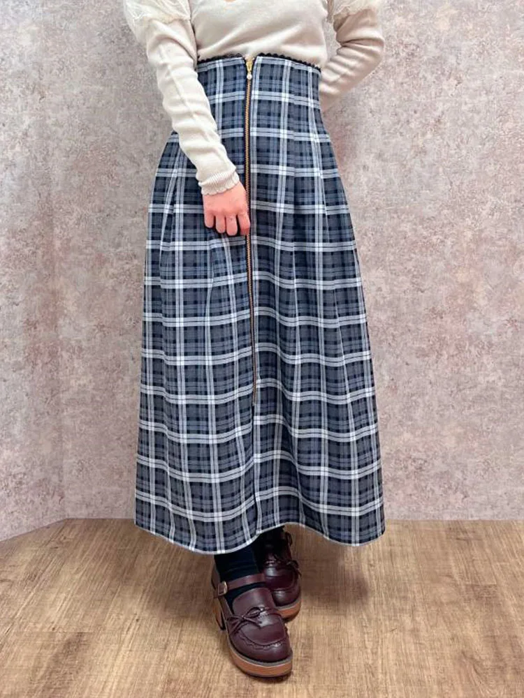 

Ele Long Zipper Skirt for Women Autumn Winter Faion High Waist Japanese Sle Midi Skirt Axes Femme TS29X29P