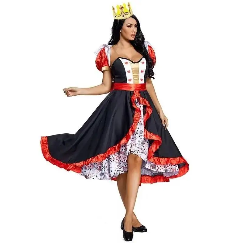 

Alice in wonderland red queen of hearts costumes for women costume Sexy Royal Cosplay Clothing Women Halloween Fancy Dress