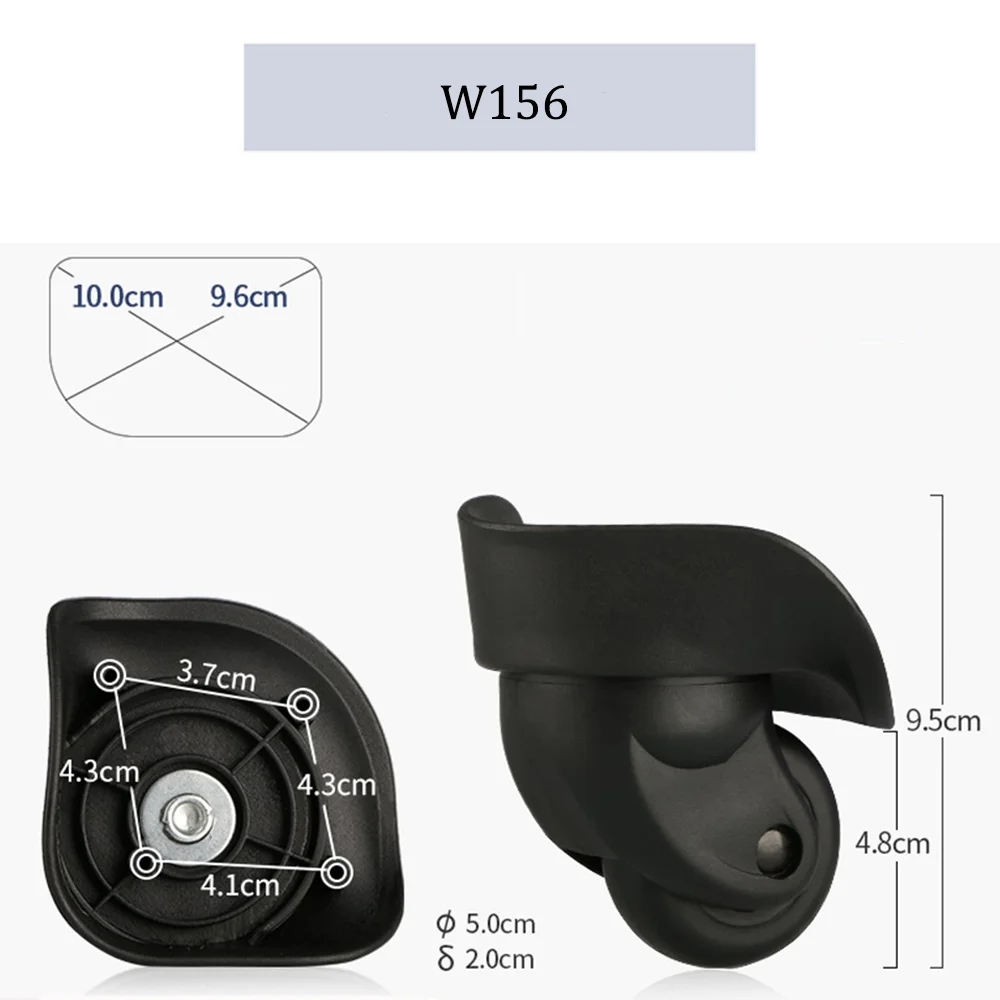 For The French Ambassador W156 Black Trolley Case Wheel Pulley Sliding Casters Universal Wheel Slient Wear-resistant Repair